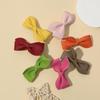 European & American Kids' Leather Bow Hair Clips - Solid Color