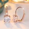 Cute Female White Crystal Zircon Stone Hoop Earrings For Women Rose Gold Color Wedding