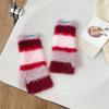 Women's Colorful Striped Wool & Velvet Fingerless Typing Gloves - Warm, Wrist Protective, Ideal for Students & Outdoor Activities