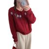 Women's Floral Embroidered Round-Neck Sweater Cardigan - Autumn 2025 Collection