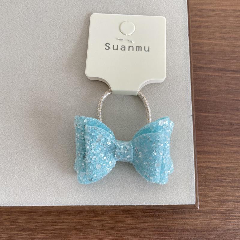 High-End Korean Sequin Bow Hair Ties for Girls - Sparkly Cute Baby Ponytail Holders