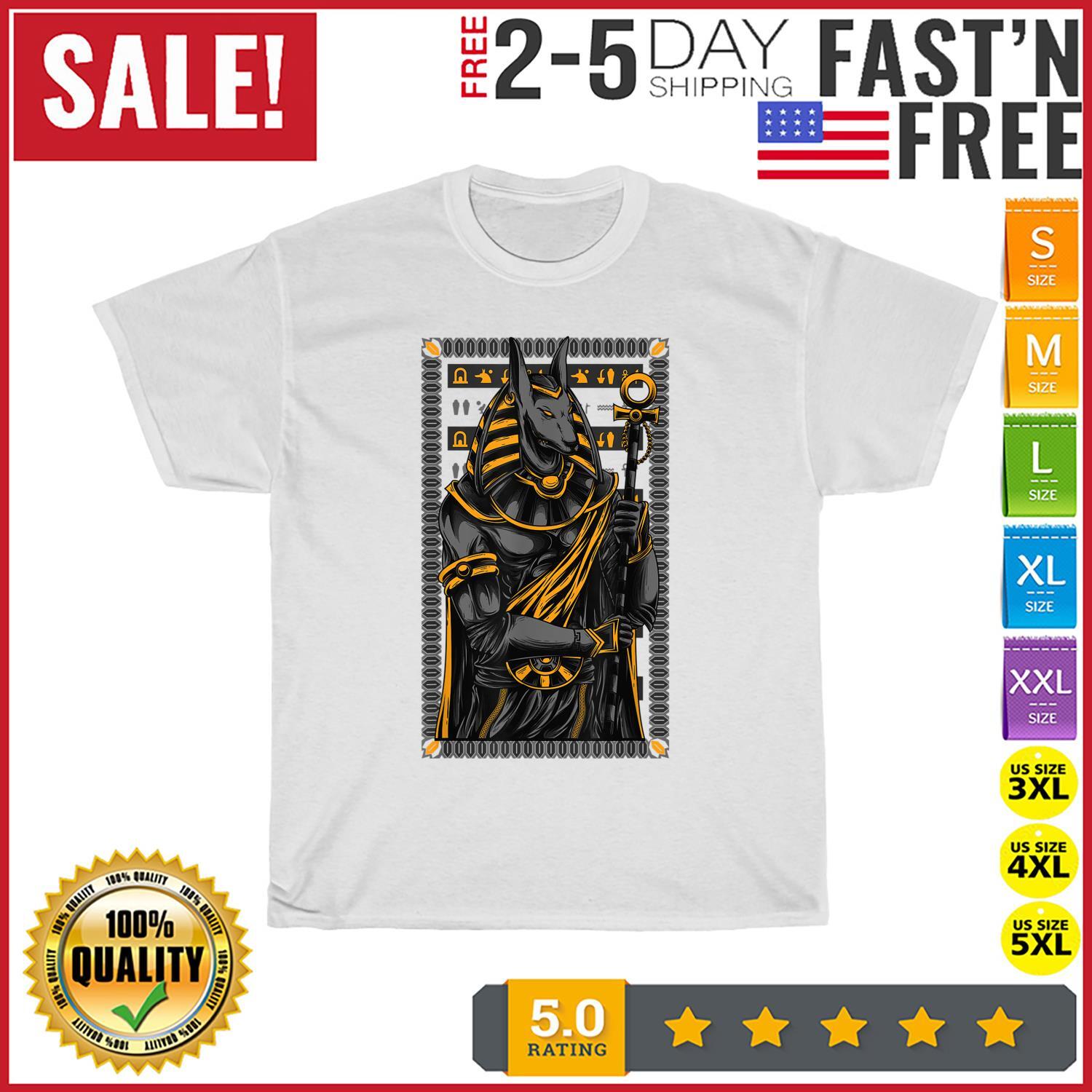 Ancient Egypt Hieroglyph Egyptian God Anubis Vintage T Shirt Mens Womens Tees Top Men Women Fashion 4XL