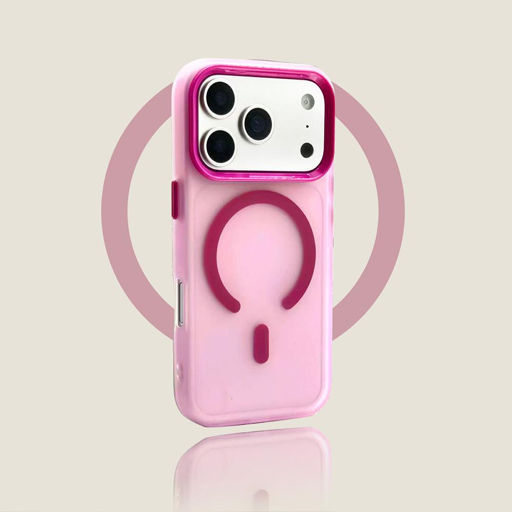 

Matte Candy Color Magnetic For Magsafe Case For iPhone 17 Air 16 15 14 13 12 11 Pro Max Plus 16E Shockproof Translucent PC Cover iPhone Air ярко-розовый