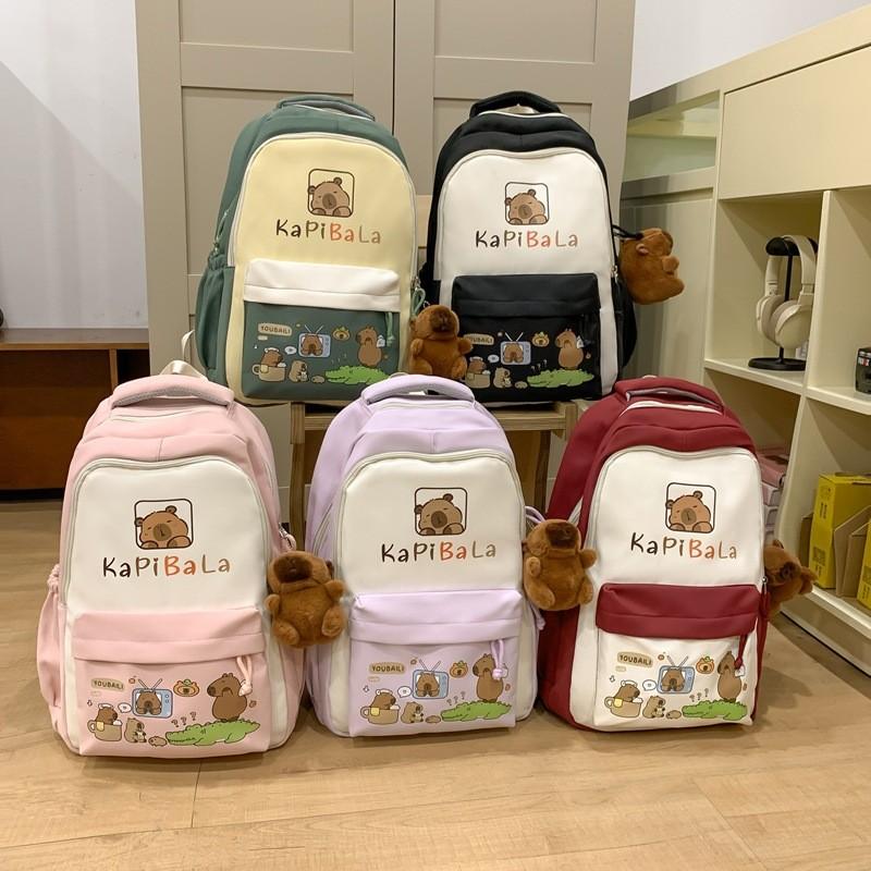 Capybara Large Capacity Nylon Backpack For Students And Daily Use