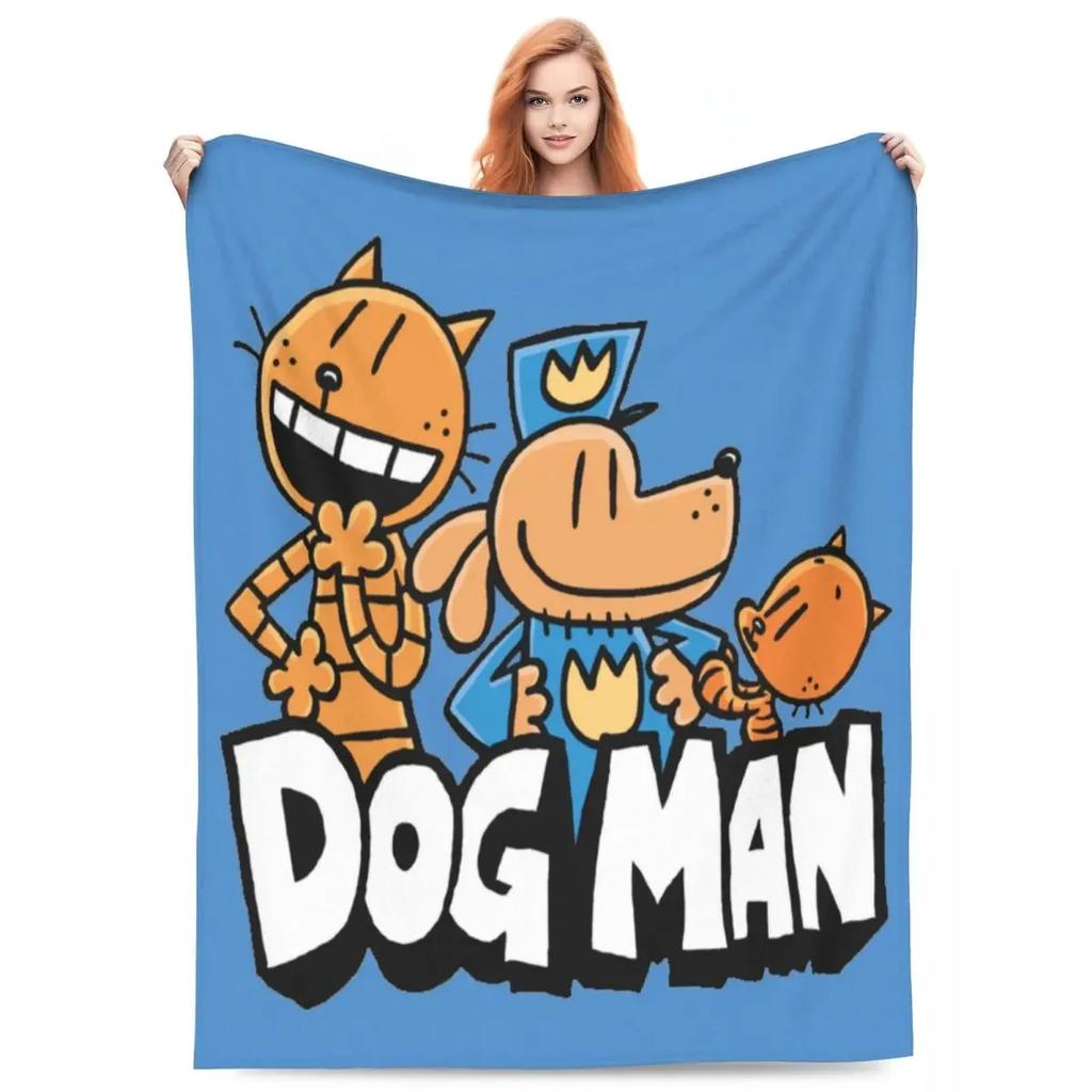 Coperta da divano Cane Uomo Dogman e Amico Coperta in Microfibra Quattro Misure Cartone Animato Portatile Adatta per Divano Coperta Anti-Pilling