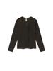 KIJUN Belted U-Neck Top Dark Brown