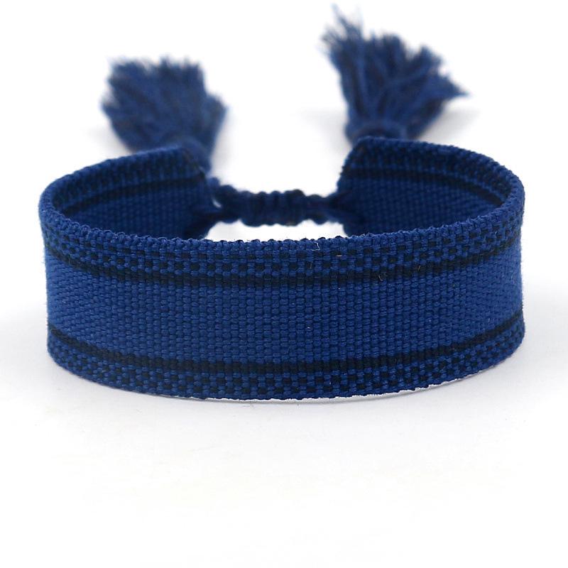 Ethnic Style Woven Bracelet with Embroidered Tassels - D Family DIY Promotion Wristband