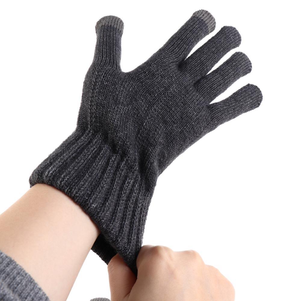 Solid Color Knitted Woolen Gloves Touchscreen Full Finger Gloves Soft Men Knitted Gloves  Male