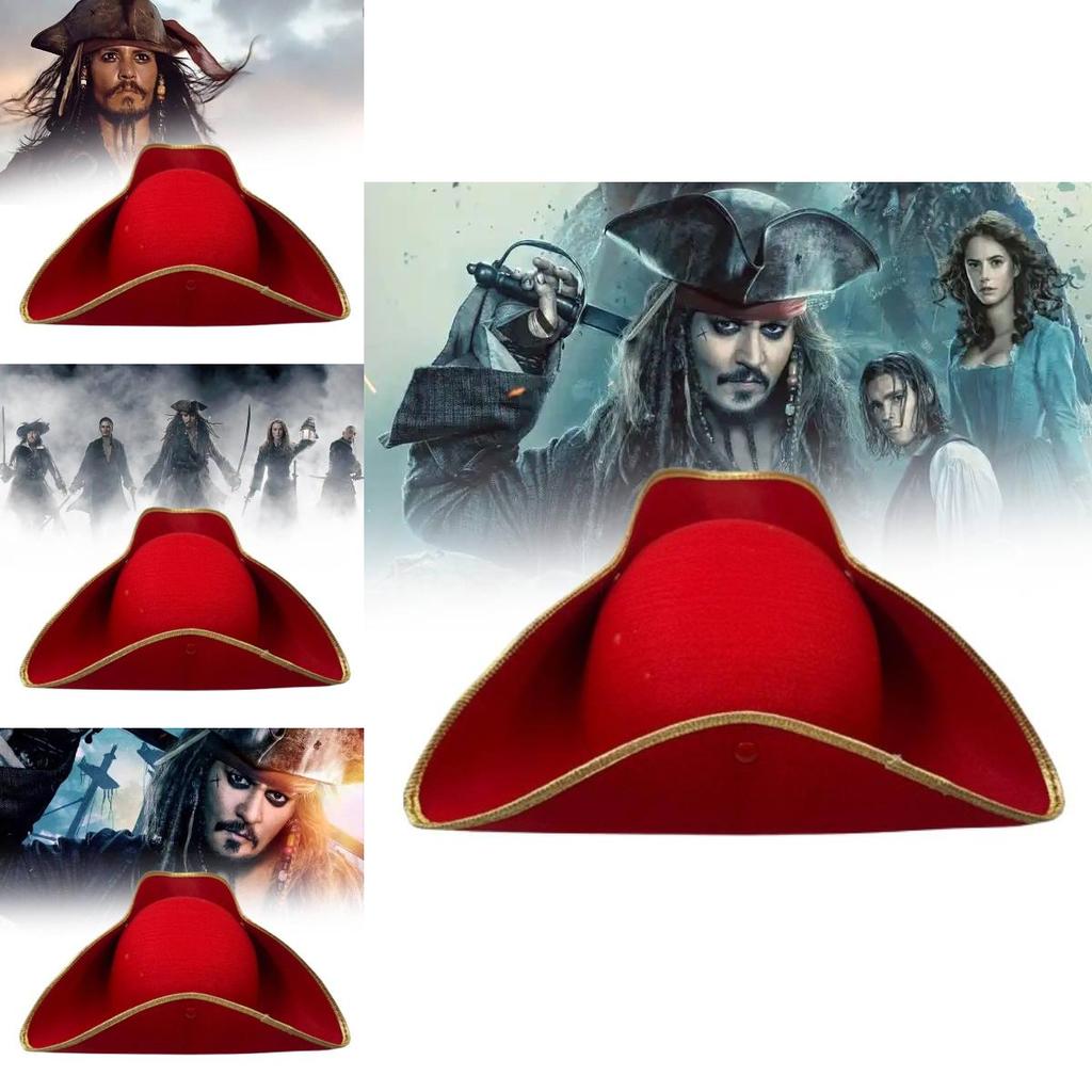 Stylish Red Pirate Captain Hat Cosplay Costume Accessory For Halloween Parties And Events