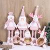 Pink Sequin Retractable Snowman Plush Toy for Christmas Decoration