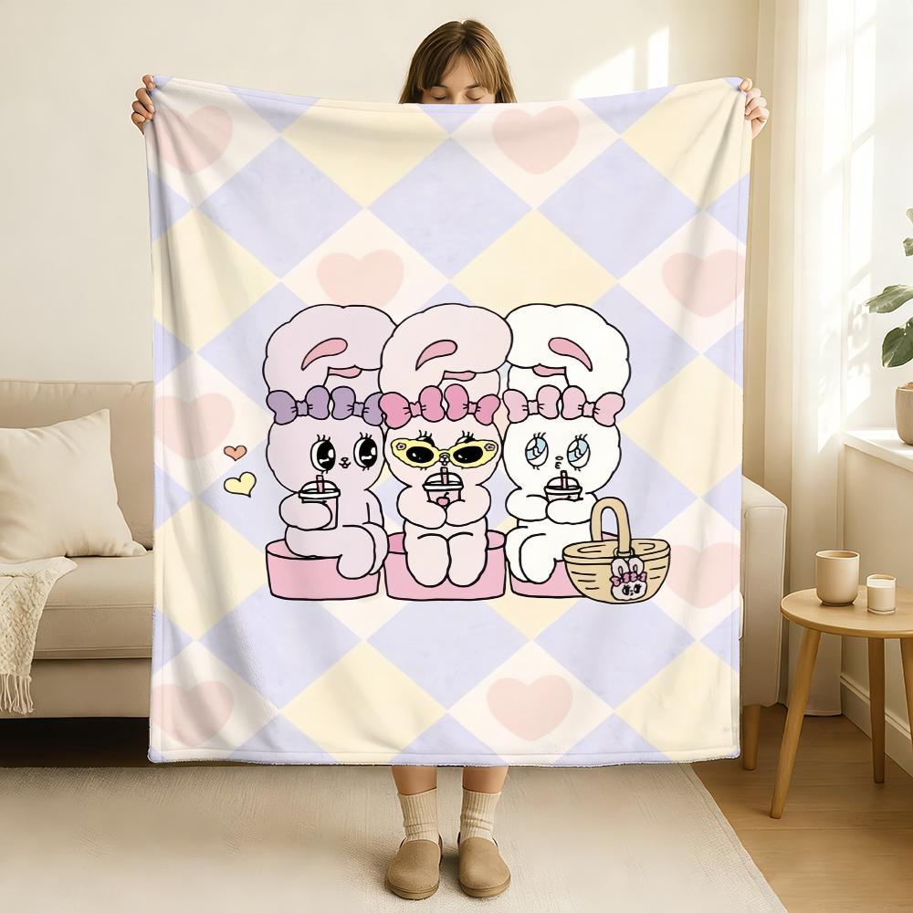 Cartoon Pink E-Esther B-Bunny Blanket Soft and Skin Friendly For Couch Bed Napping Bedspread All Seasons Comforter