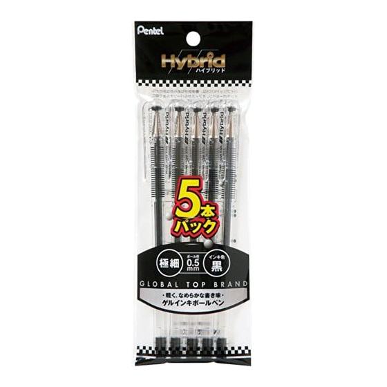 Шариковая ручка Pentel Hybrid XK105GA5, 5 шт. в упаковке, черная