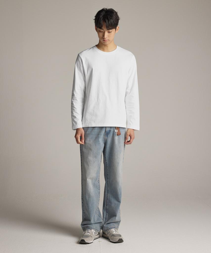 STCO Diems Cotton Basic Round Long Sleeve T-Shirt_White (Regular Fit)_Dtsvz04Csw
