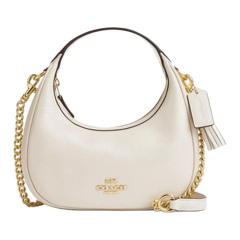 

COACH CARMEN 20 Brand Logo Leather Patent Leather Shoulder Crossbody Handbag Small Women s Pearl White білий