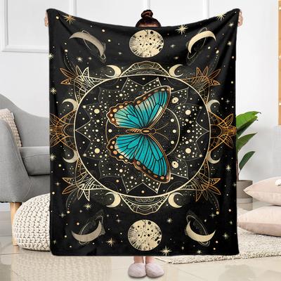 Cosmic Butterfly Mandala Blankets Are Suitable for Living Rooms, Bedrooms, Camping, and Other Places, Making Them an Ideal Choice for Gifts.