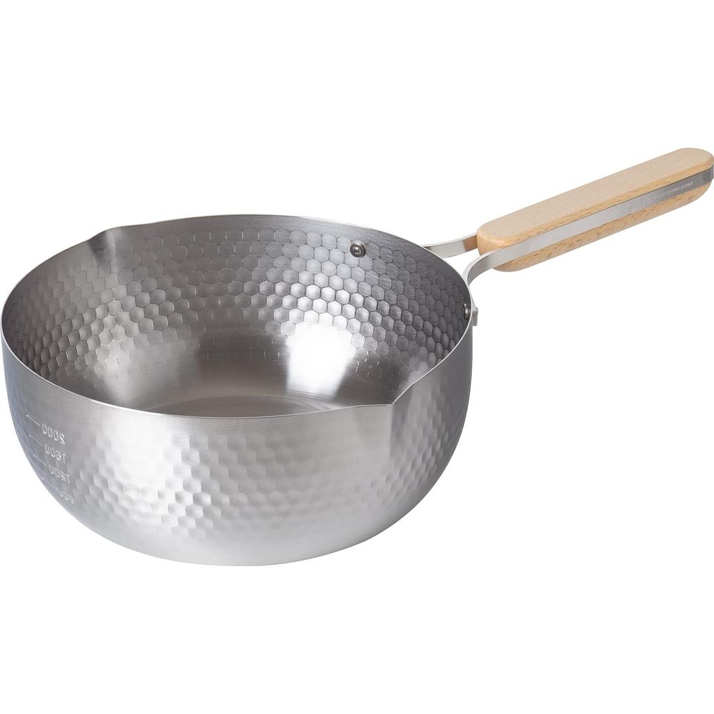 Wahei Freiz Niigata Edelstahl Yukihira Topf 22cm Induktionsgeeignet mit Messmarkierungen und Doppeltülle Einzelgriff Topf Hergestellt in Japan enzo