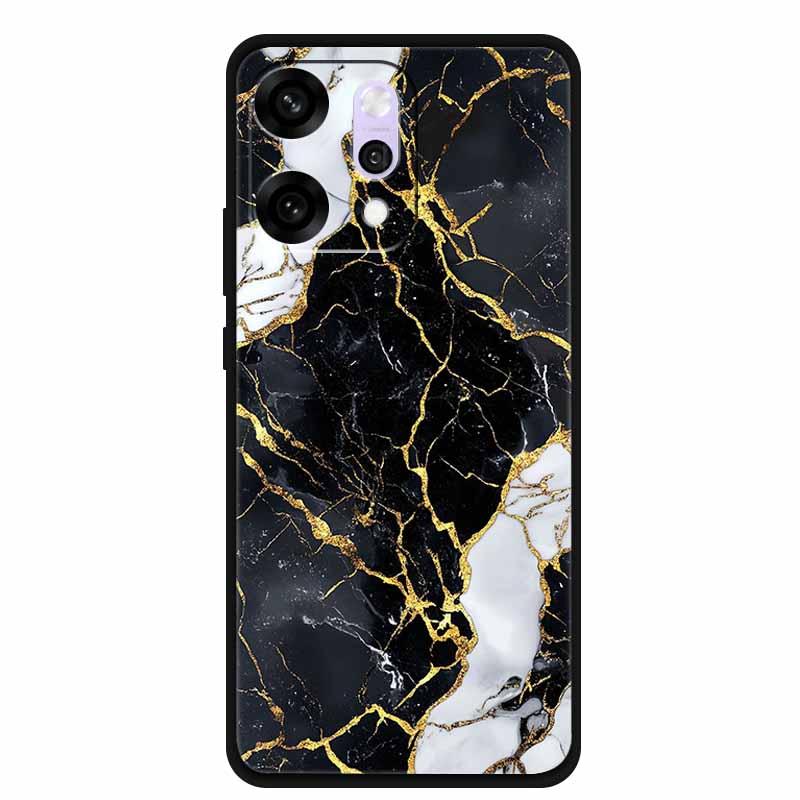 Funda de Dibujos Animados Para OPPO Reno 14 Pro Funda de Teléfono Suave de Silicona Para OPPO Reno14Pro Negra TPU Protectora Carcasa Trasera Mármol Para