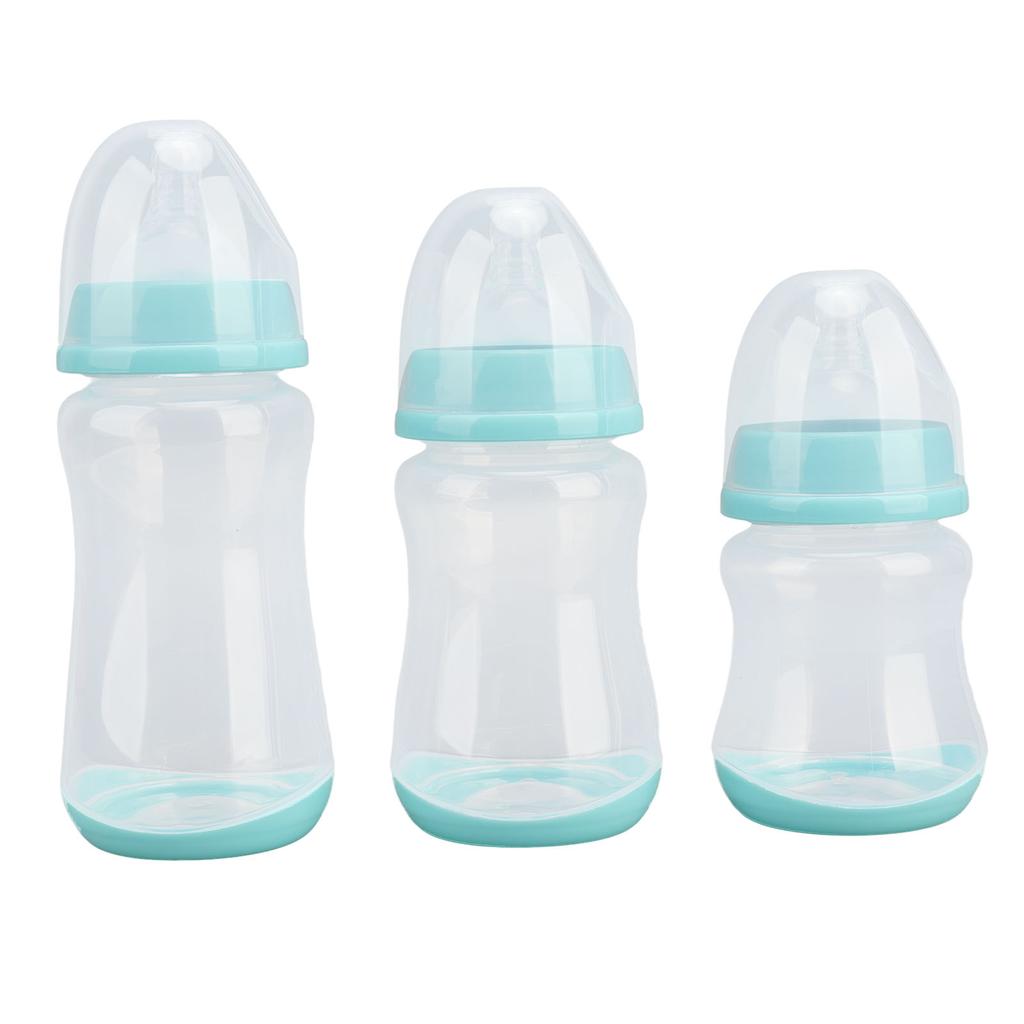3Pcs Baby Bottle Set PP Silicone Soft Safe Anti Drop Newborn Feeding Bottle 180 240 300ml Green