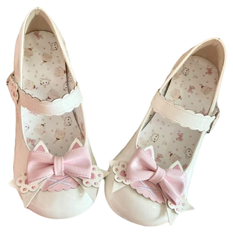 Mädchen Herz Schleife Mary Jane Schuhe Kinder kleine Blütenknospen Frühling neu Lolita mit Rock kleine Lederschuhe