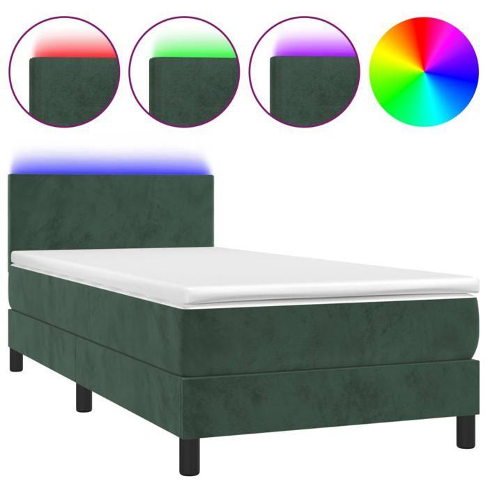 VidaXL Slat Bed Base with Mattress and LED, Upholstered Bed, Single Bed, Adult Bed for Interior Bedroom, 3134270