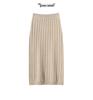 Cashmere Women's High-End Cable Knit Round Neck Sweater & High Waist Skirt Set