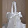 Romance Wedding Ceremony Flower Basket Flower Girl Basket with Satined Wrapped Easy Hold Handle Flower Holder for Bride
