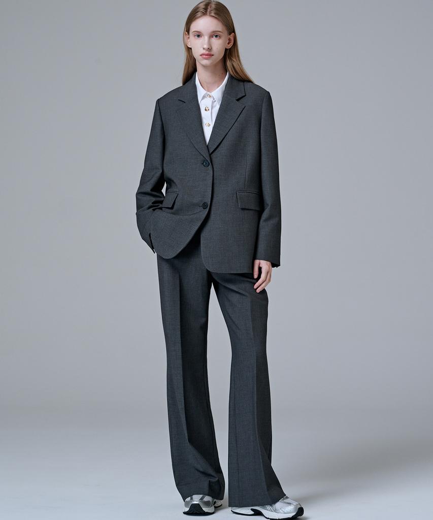 MALOUPE 2164 Stretch Flare Pants (Dark Gray)