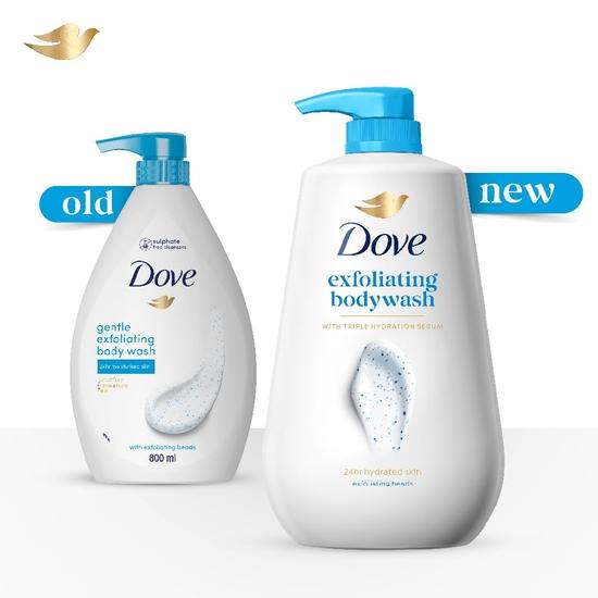 DOVE Exfoliating Bodywash with Triple Hydration Serum, 825ml