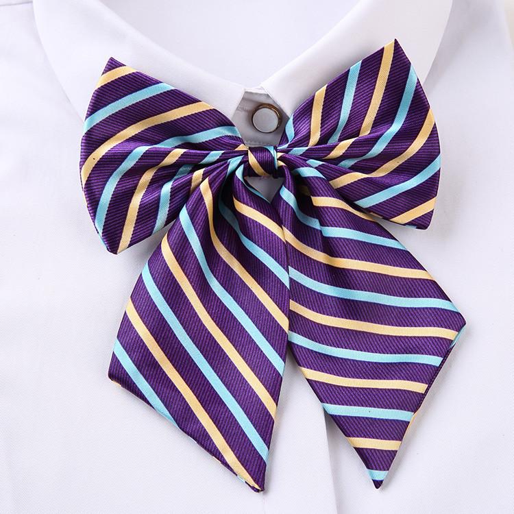 Professional Blended Fabric Neck Flower With Striped Pattern For Office Uniforms And Hospitality