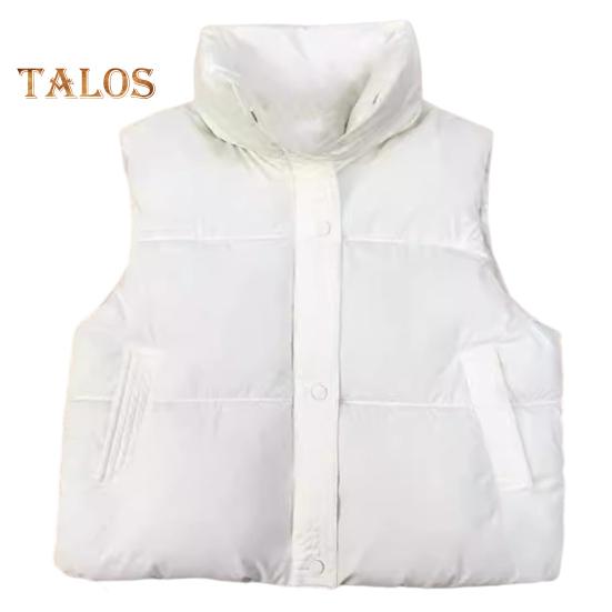 

Зимове жіноче жилетне пальто, потовщене м’яке застібка-блискавка, стоячий комір без рукавів, суцільний колір, стійкий до вітру, теплозберігаючий пух на відкритому повітрі. XL бежевий