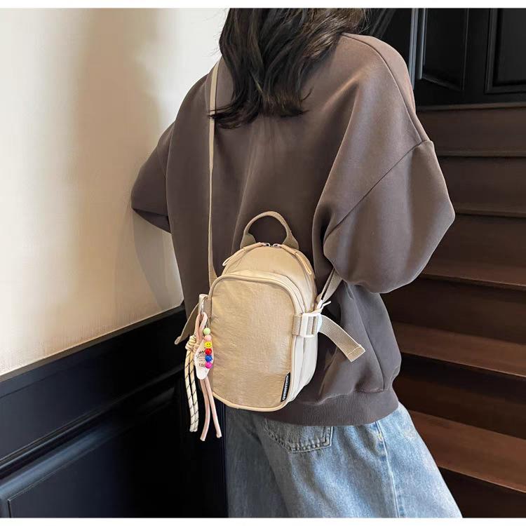 

Двухслойная Повседневная Простая Сумка для Мобильного Телефона Через Плечо Женская Модная Универсальная Однотонная Маленькая Тканевая 14x9x19 single package покинуть белый