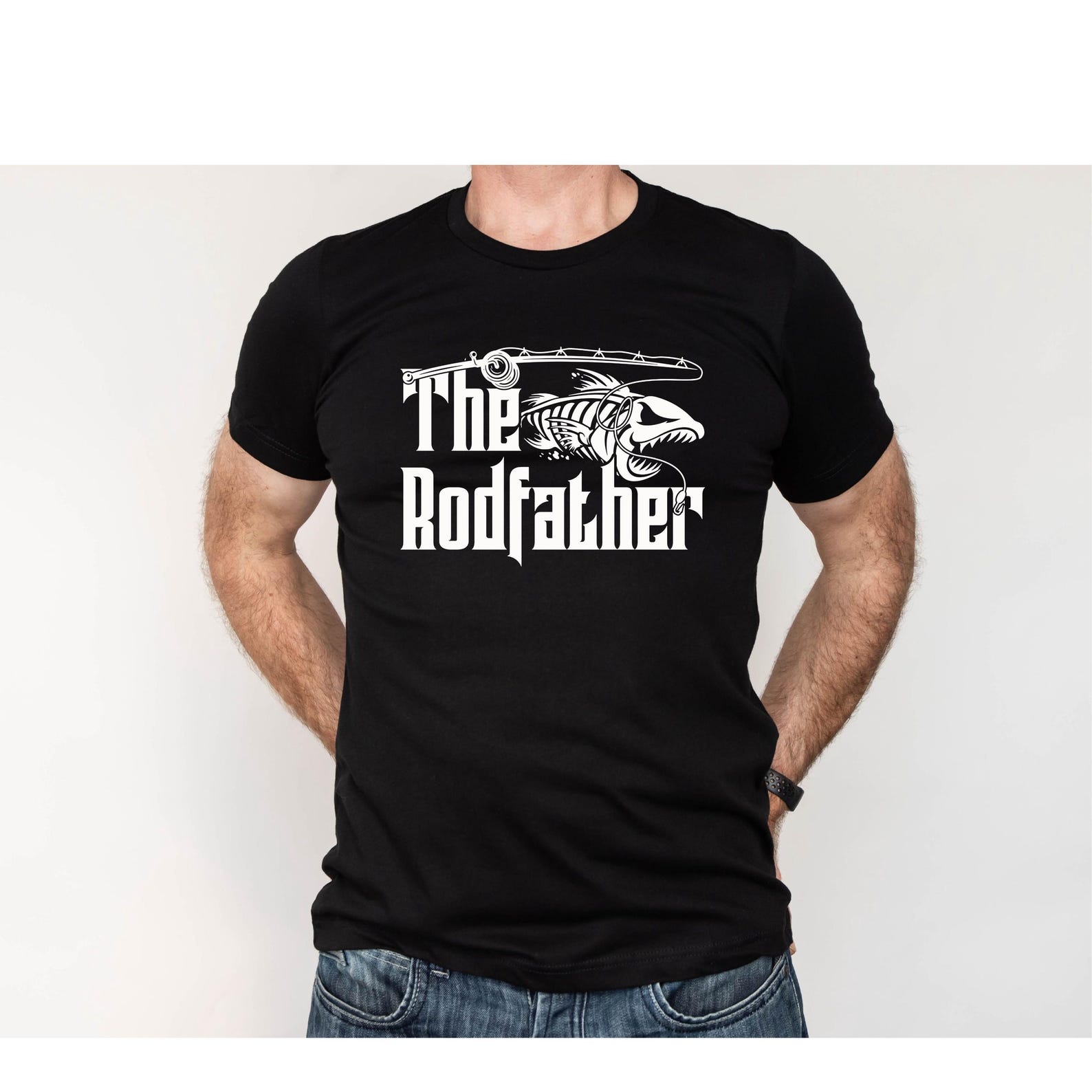 The Rodfather Fishing T-Shirt, Funny Fisherman Shirt, Dad Fishing Tee, Men s Outdoor Humor Tee, Cool Fisherman Pun Shirt, Father s Day Gift XL