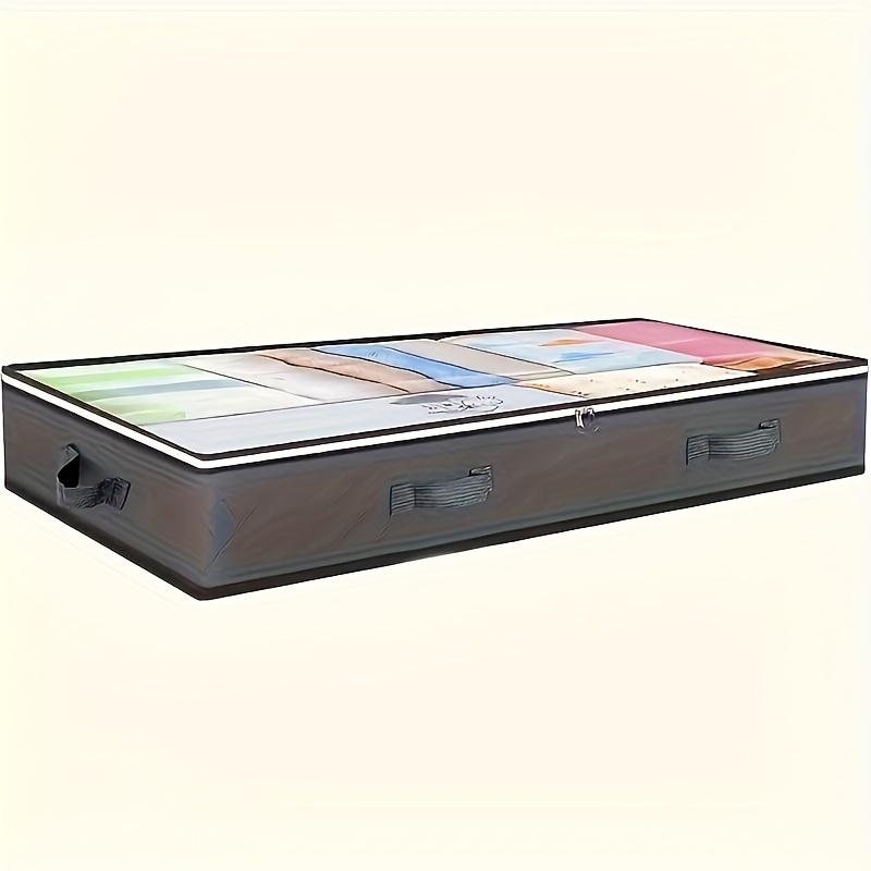 

Прикроватный ящик для хранения с крышкой, Подкроватная сумка для хранения с прозрачным окном, Усиленные ручки для одежды, Постельного белья серый