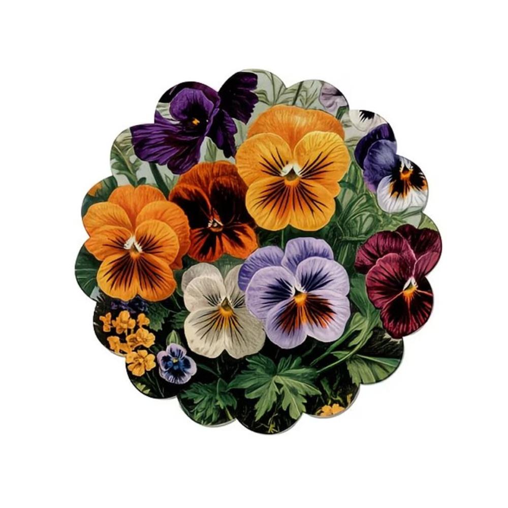 Round Shape Flower Table Mat Anti Scalding insulation Heat Resistant Placemats linen Heat Resistant Floral Round Table Mats (as the picture,L)