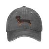 Dachshund Mönster Konst Denim Keps Casual Basebollkepsar Justerbar Hatt Sommar Unisex Basebollkepsar