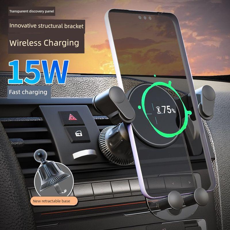 New 15W Car Mobile Phone Holder with Wireless Charging, Car-Mounted Wireless Charging Holder