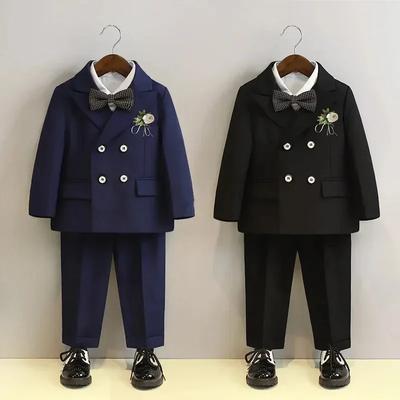 Costume pour garçons mode croisé noir fleur enfant mariage performance tenues 4 6 8 10 Y enfants uniforme scolaire blazers ensemble