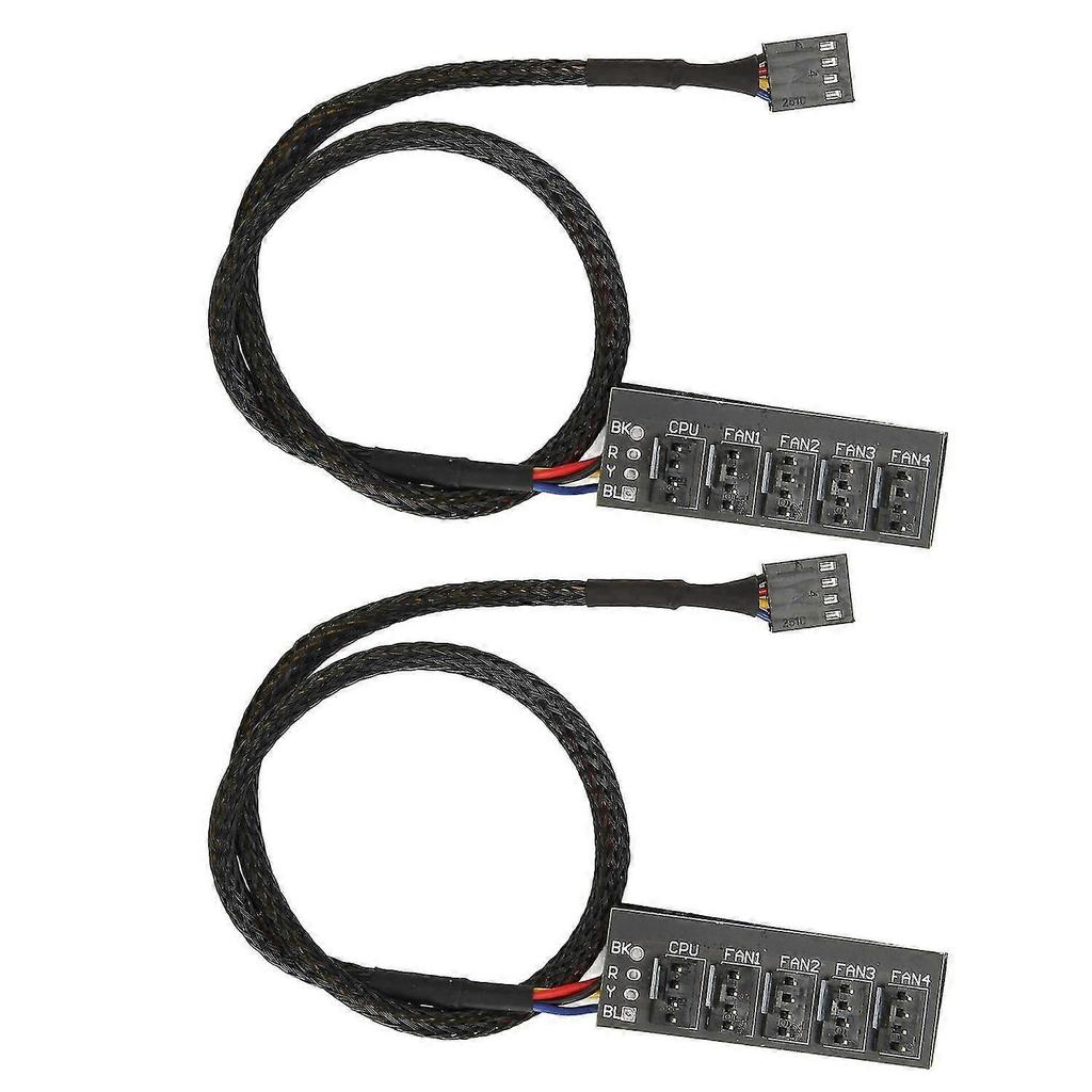 2Pcs PWM Fan Hub 5 Way 4Pin 13.8in Cable Length Widely Compatible PC Fan Adapter Cable