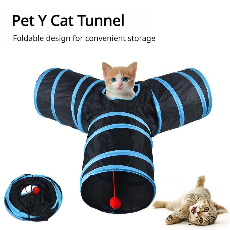 

Туннель для игр для кошек, складной трехсторонний туннель для домашних животных, интерактивная игрушка для кошек, аксессуары для домашних животных, интерактивная игрушка-лабиринт для котенка, щенка, кролика