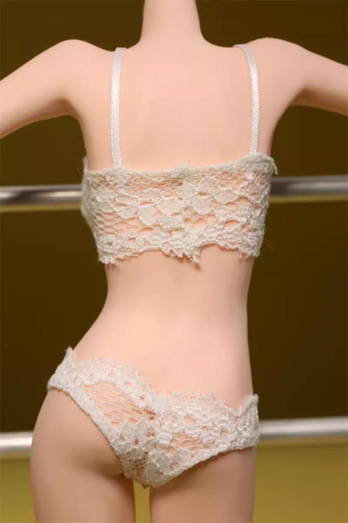 HAMRETHYPPZ 1/6 Scale Costume, 1/6 Scale Figure Clothes, Female Sexy Lingerie Set, Lace Lingerie Set (Body, Head, Shoes, etc. Not Included) (White)