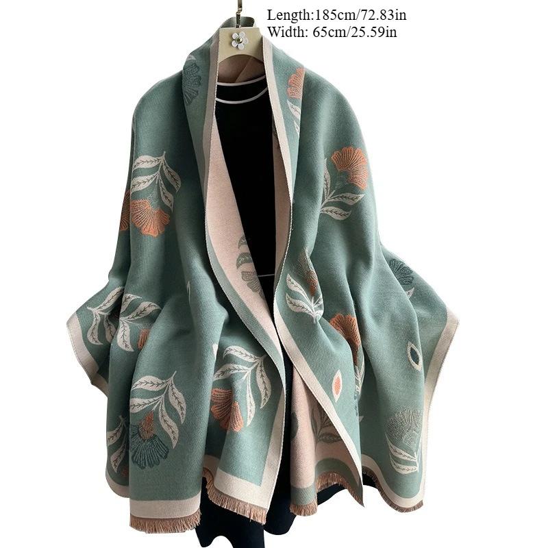 1Pc autumn and winter plant small fresh flower printing simple and high-end women's warm scarf shawl scarf