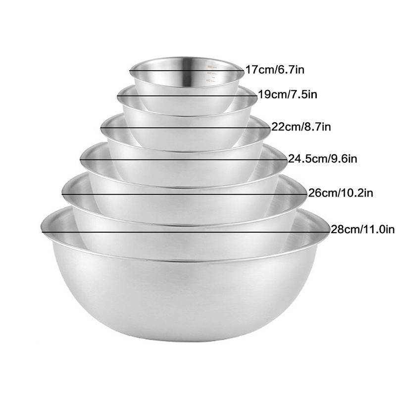 Wielofunkcyjna miska ze stali nierdzewnej na sałatę z oznaczeniami pomiarowymi, miska na warzywa, miska do mieszania jajek, miska na zupę, do gotowania w kuchni
