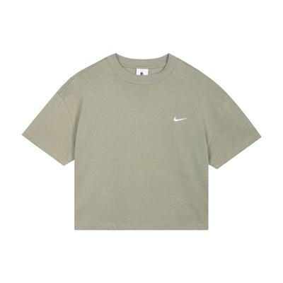 T-shirt Décontracté Uni Logo Manches Courtes Col Rond Hauts Femme Vert Armée Clair DA0324-320