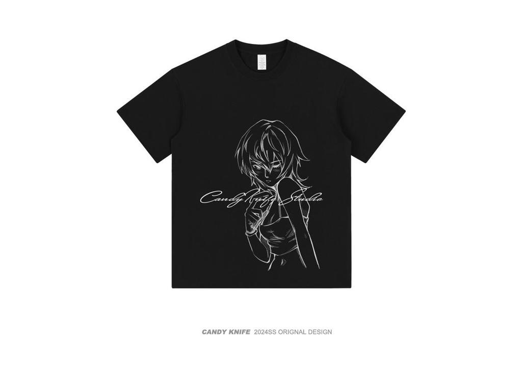 Japanese Anime Oversized Cotton T-Shirt - Short Sleeve Crew Neck for Students & Couples