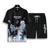 Men's Casual Sport Ice Silk Suit Printed Sweatshirt Sweatpants Outdoor Jogging Sports Basketball Training Fitness 2 Piece Suit