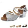 Latin Dance Shoes Children Girls Women's Tango Low Heels 3.5cm Dance Ladies Jazz Dance Shoes