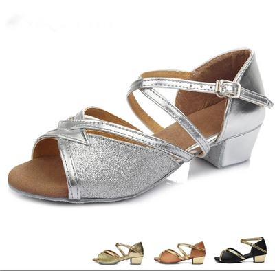 Latin Dance Shoes Children Girls Women's Tango Low Heels 3.5cm Dance Ladies Jazz Dance Shoes