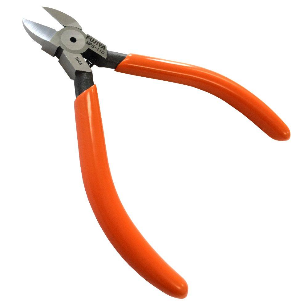 Fujiya MP5-110 Plastic Nippers (Small, Spring-Loaded) 110mm with Mirror-Finished Blades for Sharpness