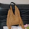 Spring New Product Simple Design Hollow Woven Tote Bag Casual Seaside Resort Style One-shoulder Beach Bag