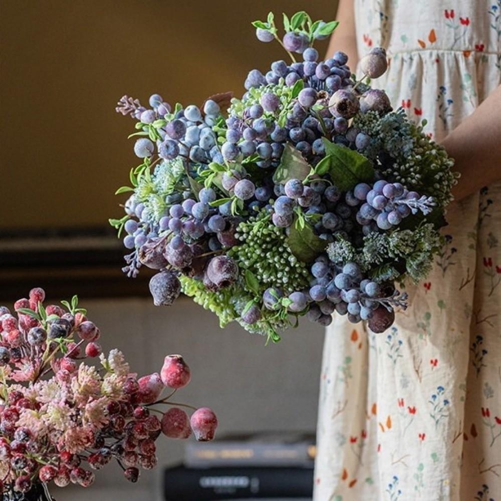 Frost Finis Simulation Blueberry Branch Realistic Blueberry Fruits Bouquet Photo Props